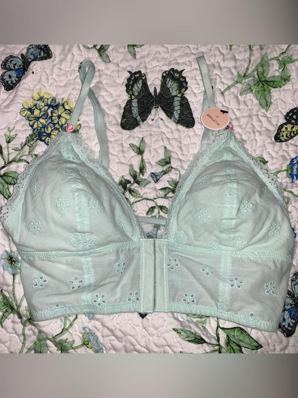 Forever 21 Mint Eyelet Cotton Bralette